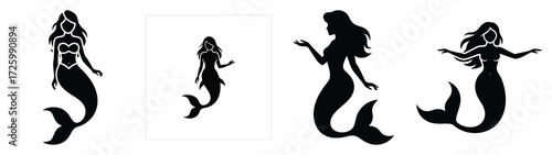 mermaid Icon Set, Vector illustration