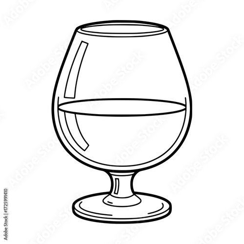 Linear icon of a brandy glass in a minimalist black and white design