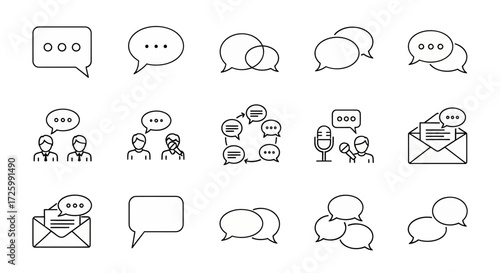 Speech bubble icon set - communication and dialogue symbols