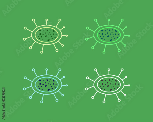 Virus Illustration Vector with Multiple Colors