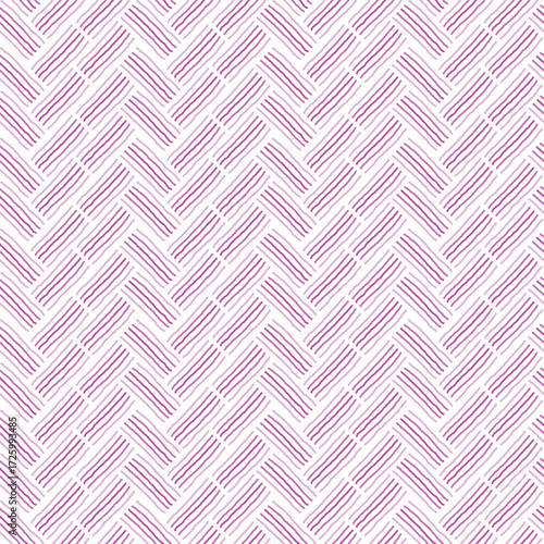 Monochromatic Pink and White Herringbone Chevron Hand Drawn Line Art creating a seamless pattern print