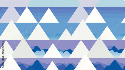 Abstract geometric mountain landscape pattern with blue and purple hues