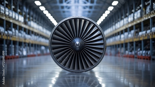 Jet Engine Turbine in Warehouse Storage