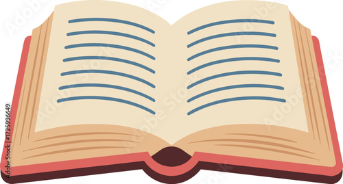 Open book with lined pages and red cover