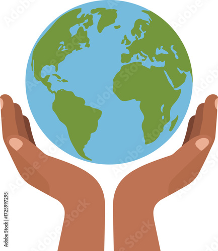 Hands gently holding the earth globe protecting our planet