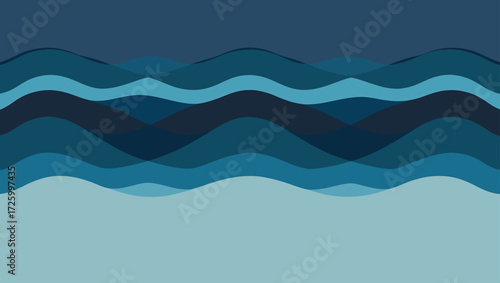 Abstract layered waves in shades of blue and teal