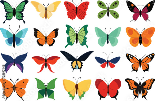 Ultimate butterfly collection 200 unique butterflies vector illustration for design isolated on transparent background