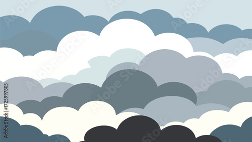 Abstract layered clouds in various shades of blue and grey