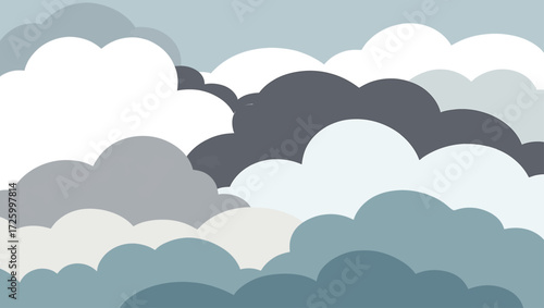 Abstract layered clouds in muted blue and gray tones