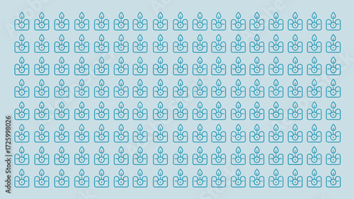 A repeating pattern of stylized teal candle icons on a light blue background arranged in a grid format