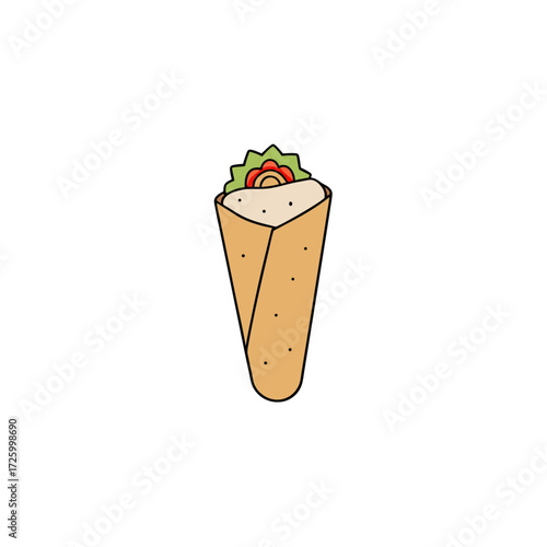 Cartoon illustration of a delicious wrap sandwich isolated on transparent background