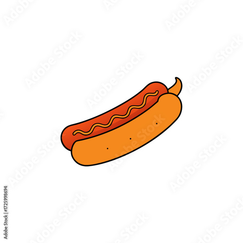 Simple hot dog with mustard isolated on transparent background