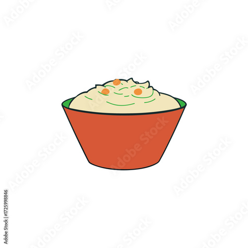 Creamy dip with garnish in a bowl isolated on transparent background