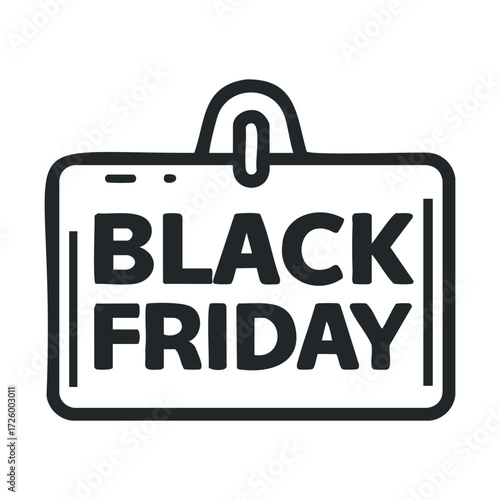 Black Friday shopping sale signage for retail promotions. Vector black icon