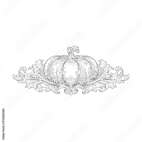 Elegant pumpkin design for autumn decor and seasonal celebrations. Vector black icon