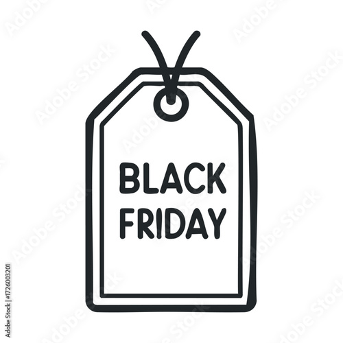 Promotional label for Black Friday shopping deals and discounts. Vector black icon
