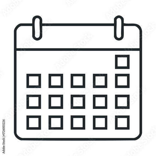 Calendar design for planning and organization in daily life. Vector black icon