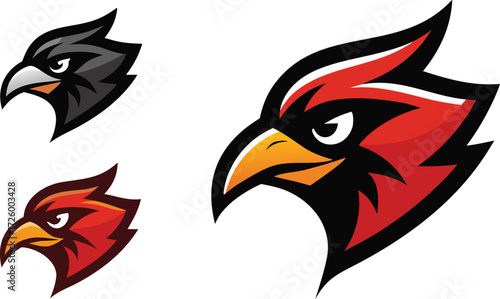 Vibrant cardinal bird head mascot logo vector illustration scalable eps icon isolated on transparent background
