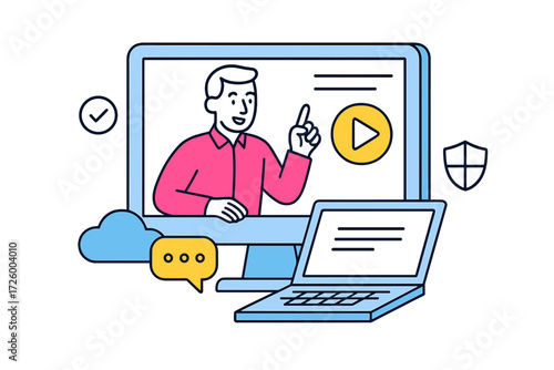 Engaging online learning session with interactive presentation in a digital classroom environment