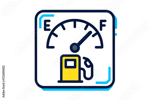 Fuel gauge indicator showing low fuel level near empty in a vehicle dashboard