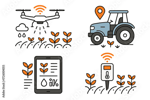 Precision agriculture tools enhancing farming efficiency using drones, tractors, and smart technology in sustainable practices