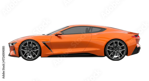 Sleek orange sports car coupe side profile dynamic automotive design and performance