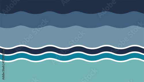 Abstract layered wavy lines in shades of blue and teal