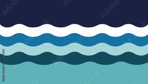 Abstract wavy layers of ocean water in various shades of blue and white