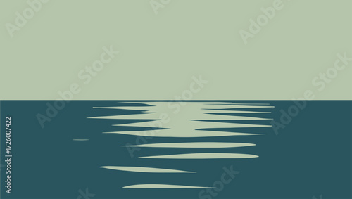 Minimalist abstract depiction of calm water surface with reflections