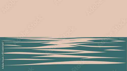 Abstract minimalist depiction of calm water surface with light reflections