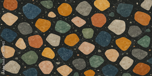 A colorful makeup palette's textured pattern looks like artistic brown tile