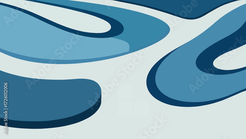 Abstract flowing organic shapes in shades of blue and grey