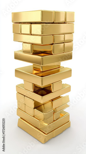 Wallpaper Mural Golden Block Tower Symbolizing Financial Risk and Investment Strategy Torontodigital.ca