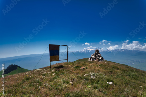 Beautiful view of a mountain range in Armenia, perfect for travel, tourism, adventure, and nature themes.