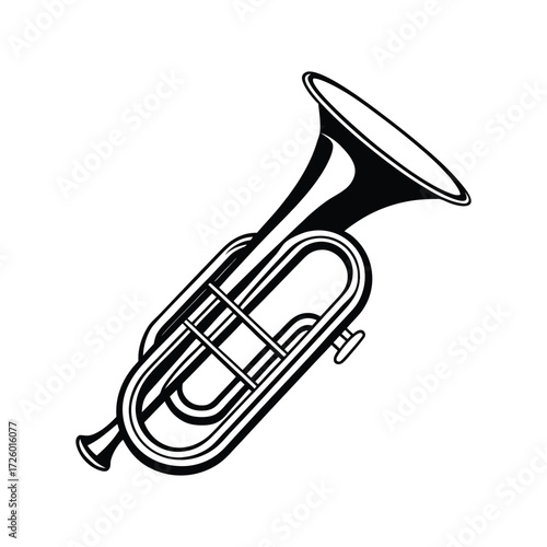Euphonium musical instrument silhouette vector art illustration