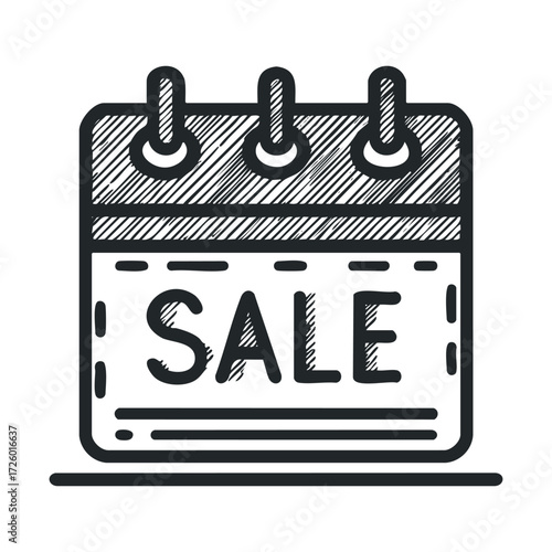 Special sale calendar for promotional events and discounts. Vector black icon