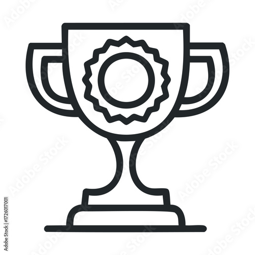 Trophy symbol representing achievement and success in competition. Vector black icon