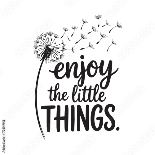 Dandelion seeds blowing in the wind with inspiring quote
