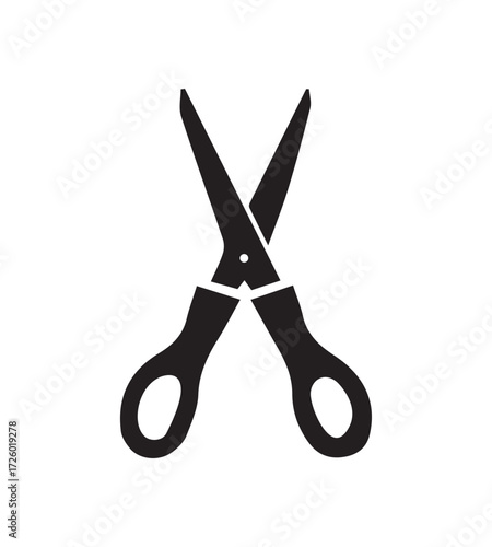 Simple silhouette of open scissors on a white background