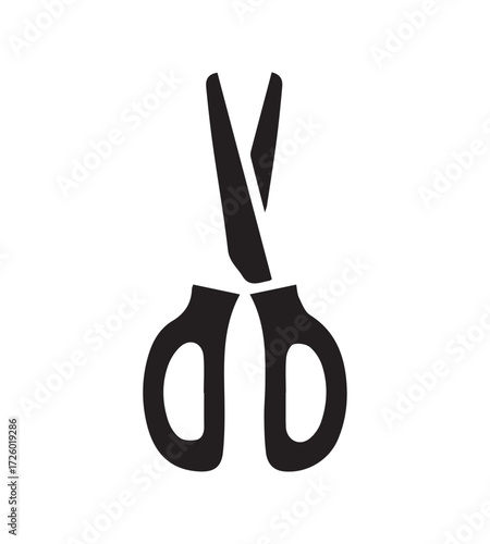 Simple silhouette of open scissors on a white background