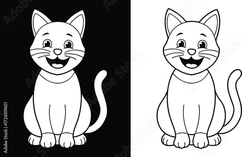 Cute Similing Cat Coloring Page