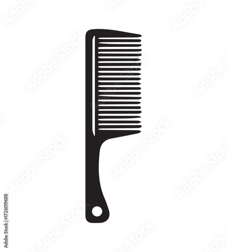 Simple black silhouette of a wide tooth comb