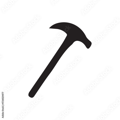 Simple black silhouette of a claw hammer