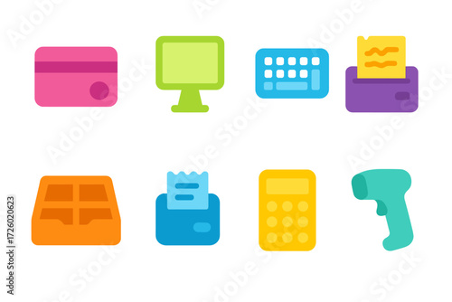 Glowing technology icons on dark background