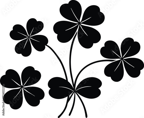 Clover Leaves Silhouette | Lucky Plant Vector Art