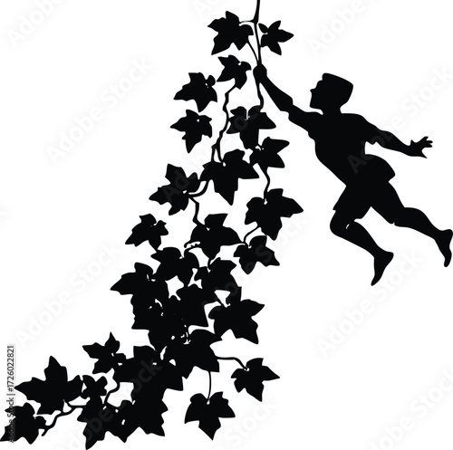 Ivy Climbing Wall Silhouette | Creeper Plant Vector Design