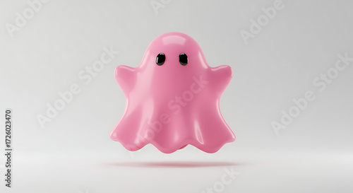 Pink ghost with black eyes on a white background.