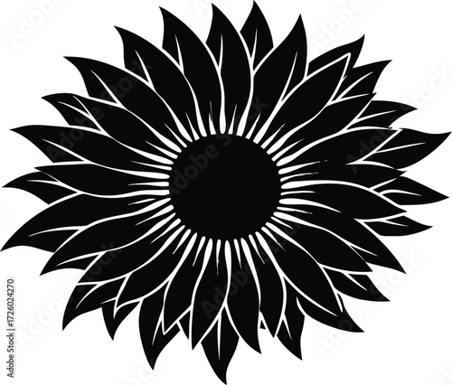 Sunflower Head Silhouette | Bright Bloom Vector Art