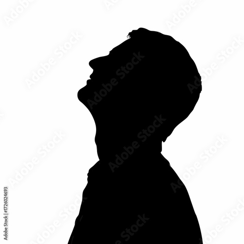 Inspired Male Silhouette with Head Tilted Up - Visionary and Thoughtful