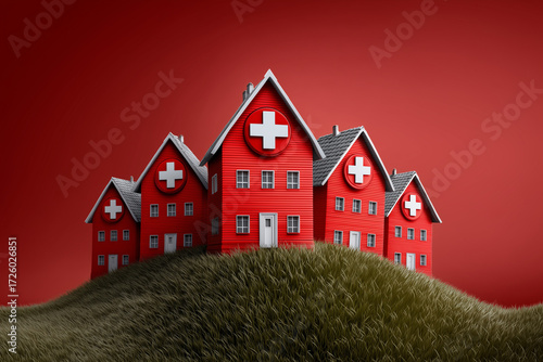Swiss houses on the hill